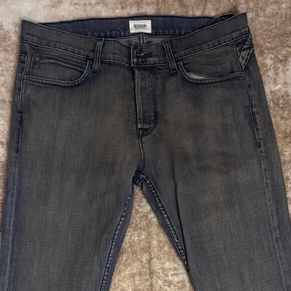 Hudson Jeans Barrow Skinny Button-fly Stretch Denim Grey Overdyed Blue Jeans, 34 - Picture 1 of 6